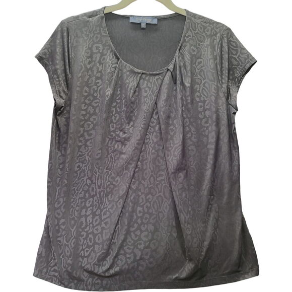 Evan Picone Womens Blouse Black Size PXL Polyester Blend Pullover Short Sleeve - Picture 1 of 12